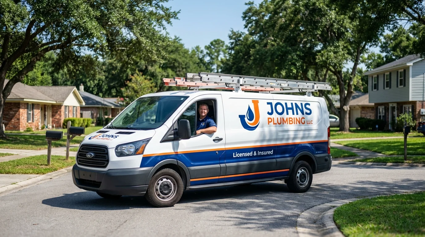 Johns Plumbing LLC service van in Fairbanks, AK