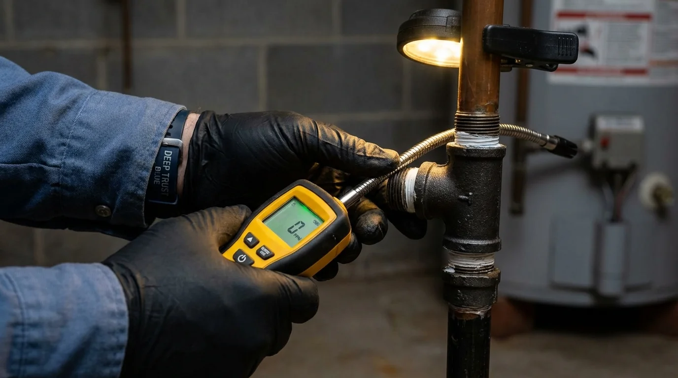 Gas leak detection with electronic sniffer by Johns Plumbing LLC in Fairbanks