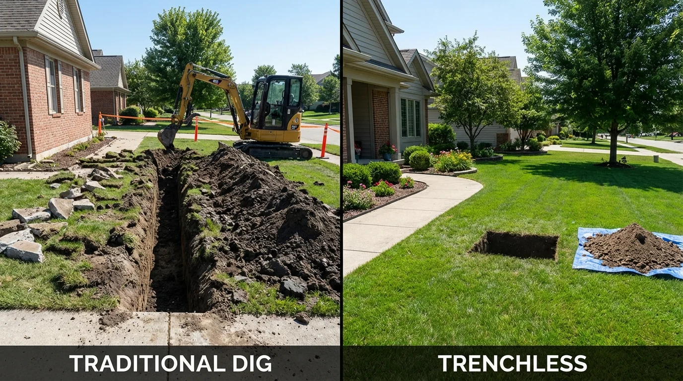 Trenchless sewer repair with minimal yard damage versus traditional excavation in Fairbanks, AK